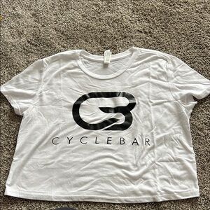 CycleBar Crop White T-Shirt with Black Logo